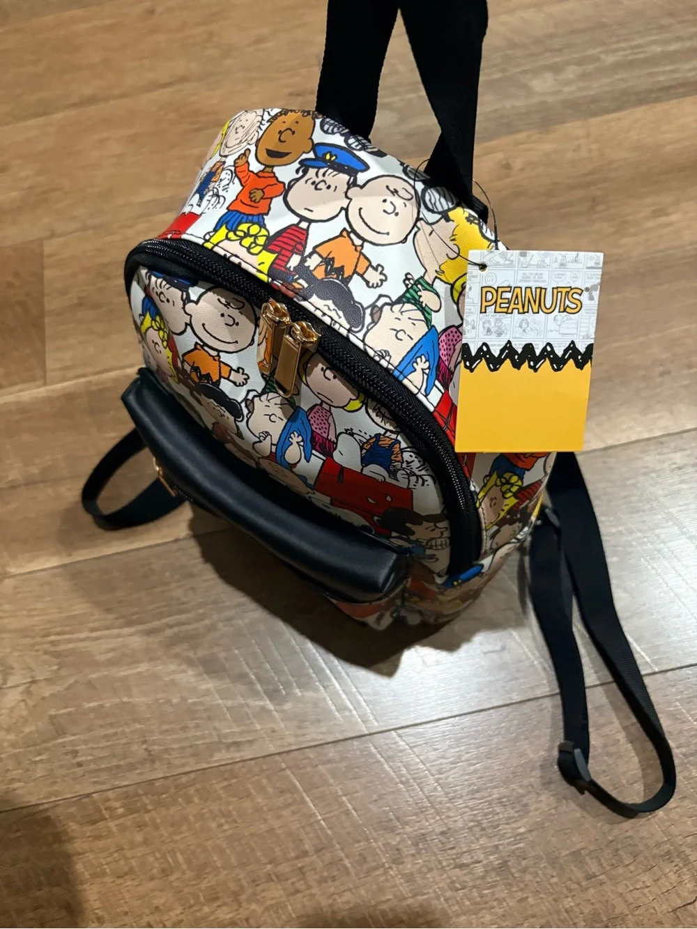 BRAND NEW Peanuts Multicolor Printed Mini Backpack - Black Trim
